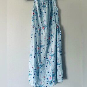 WOMEN'S BLUE FLORAL TIES AT WAIST DRESS
